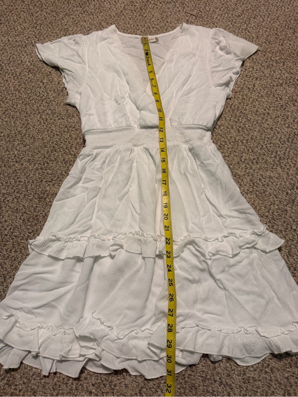 Altar'd State White Ruffle Tiered V-Neck Dress - Picture 5 of 7